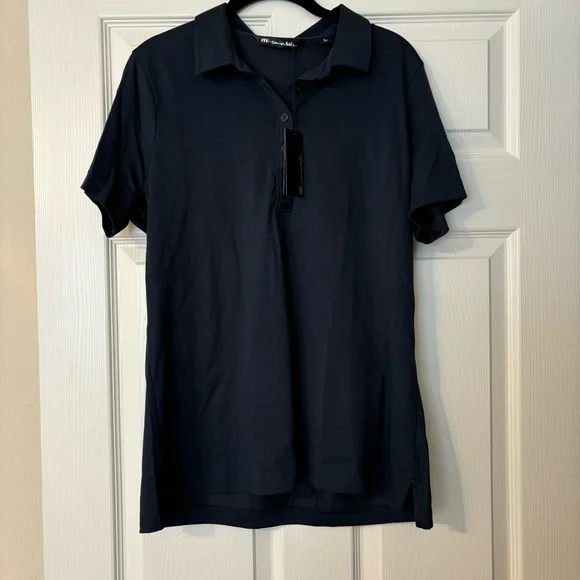 Travis Matthew Women's She Fancy 2.0 Polo Shirt Vintage Indigo/Black Size XL - Picture 1 of 12